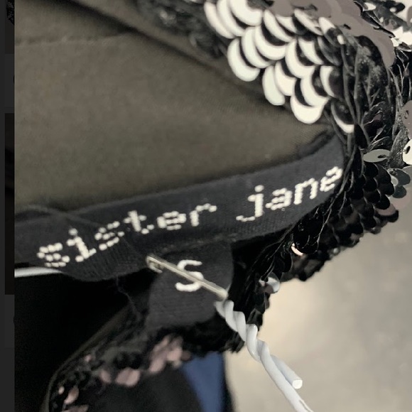 Sister Jane Olympic Sequin Mini Dress Black/Silver Sz S - Picture 13 of 13